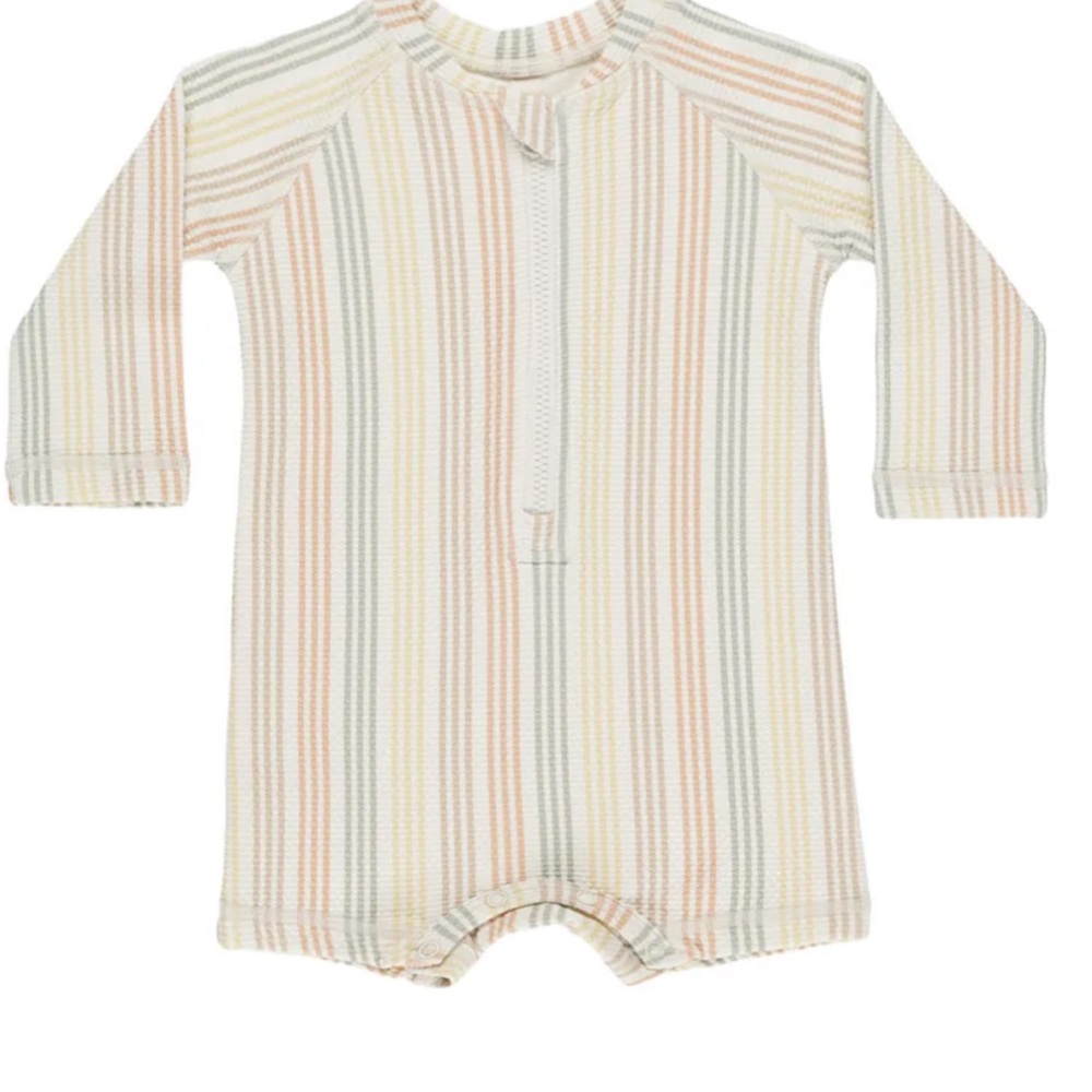 Quincy Mae Stripe Long-Sleeve Baby One-Piece